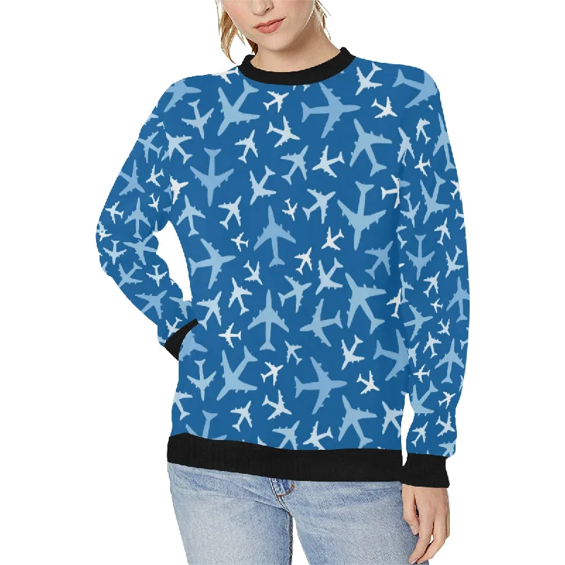 Discount Deals Airplane pattern in the sky Women's Crew Neck Sweatshirt
