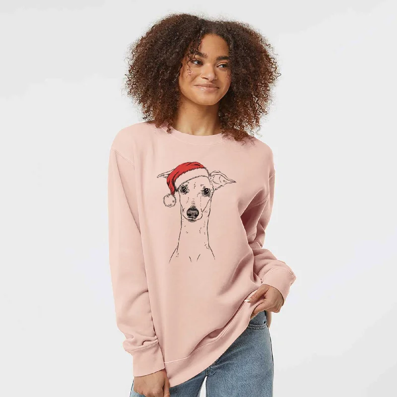 Now or Never Santa Pip the Italian Greyhound - Unisex Pigment Dyed Crew Sweatshirt