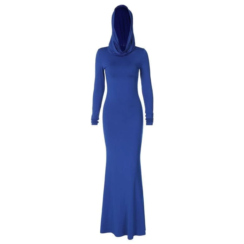 Early Access BerryBetty - Hoodie long sleeve ruched solid maxi dress