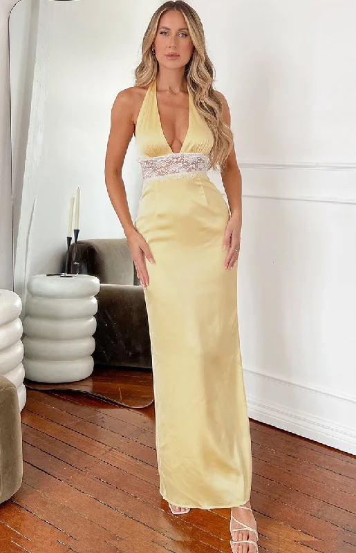 The Best Prices Arli Yellow Lace Maxi Dress