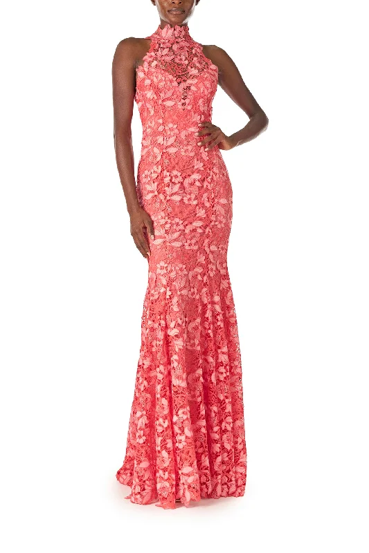 Discount Deals Lace Halter Trumpet Gown