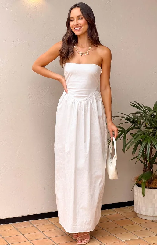 Special Discount Jazlynn White Strapless Maxi Dress