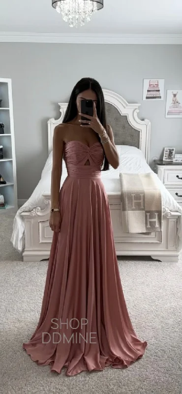 Price Meltdown STRAPLESS A LINE SATIN KEYHOLE DRESS