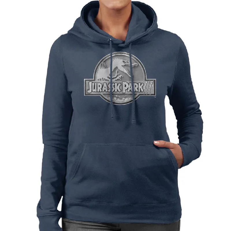 Jurassic Park III Spinosaurus Classic Silver Logo Women's Hooded Sweatshirt