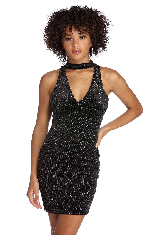 Electric Lights Mini Choker Dress