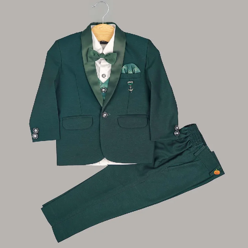 Fantastic Offers Green 4 Pc Boys Tuxedo Suit with Bow Tie