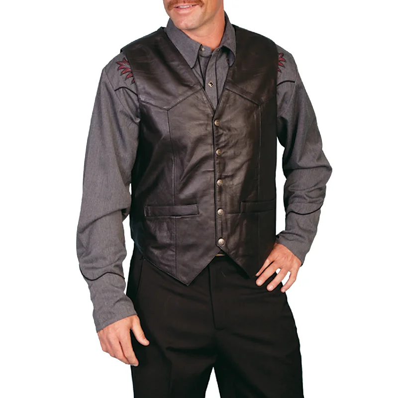 Act Now Scully Men's Classic Soft Touch Lamb Black Leather Vest 507-144