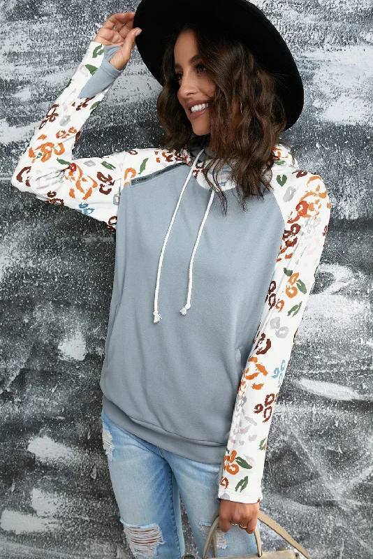 Huge Discounts Printed Drawstring Detail Raglan Sleeve Hoodie