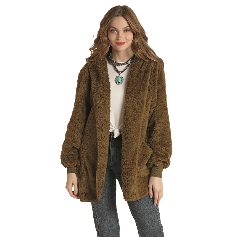 Limited Time Offer Rough Stock® Ladies Olive Plush Hoodie Jacket RLWT92R0FT-31