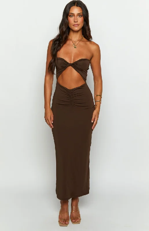 New Arrival Juliete Brown Midi Dress
