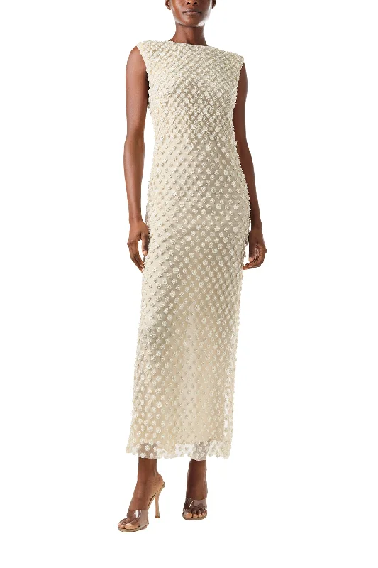 Final Clearance Sleeveless Pearl Embroidered Sheath