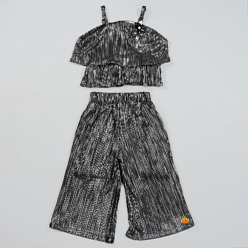 Best Deals Black & Maroon Girls Palazzo Set