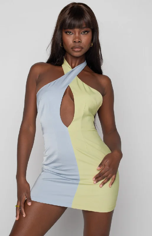Early Access Alice Splice Mini Dress Green