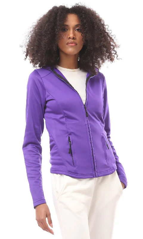 O172392 Long Sleeves Solid Orchid Sweatshirt With Zipped Pockets