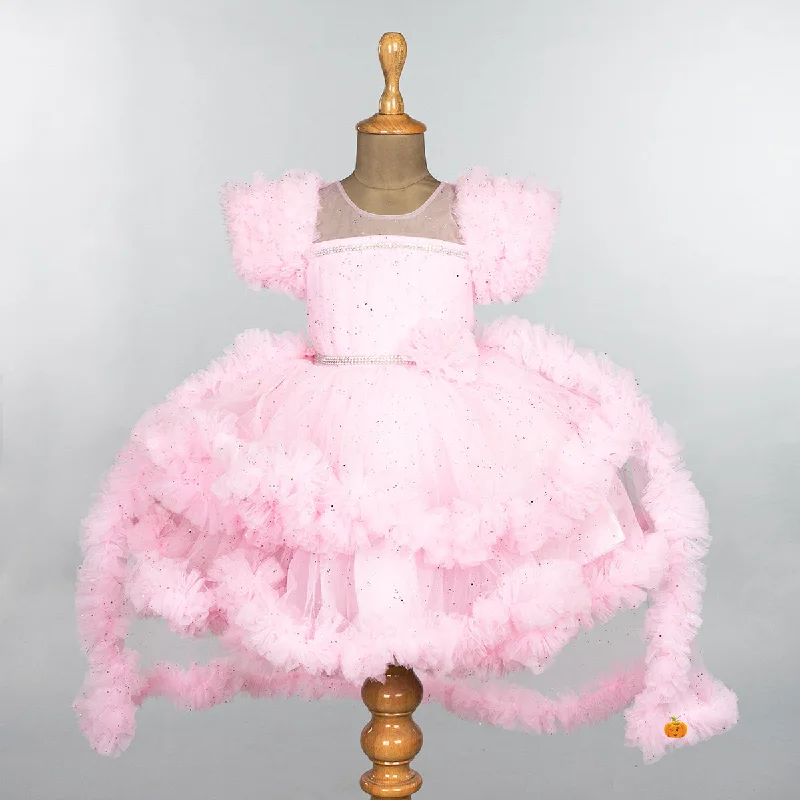 Major Savings Frill & High Low Pattern Frock for Girls