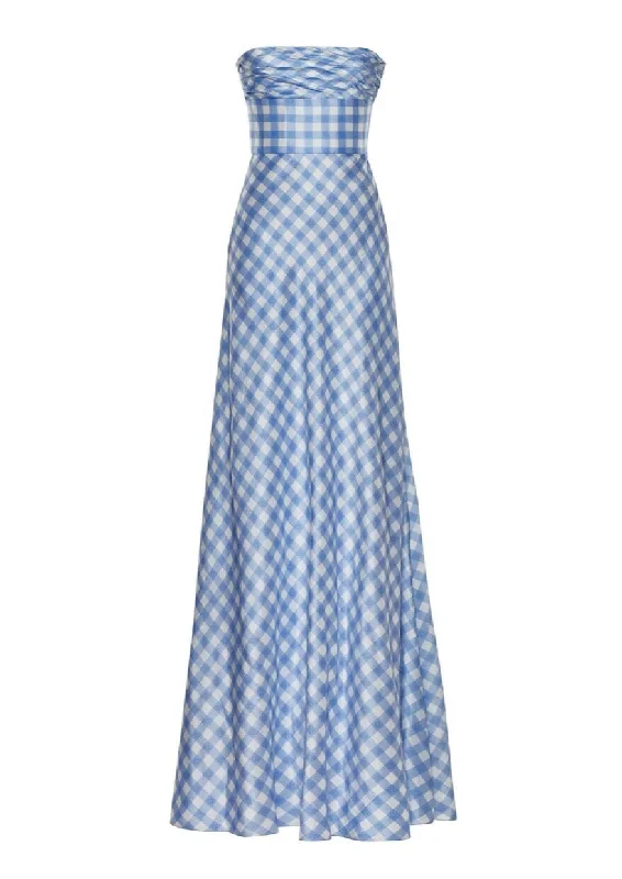Referral Discount Emilie Cornflower Gingham Gown