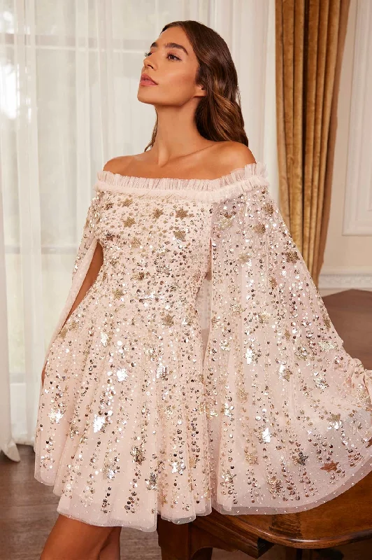 Daily Deals Shooting Stars Cape Micro Mini Dress
