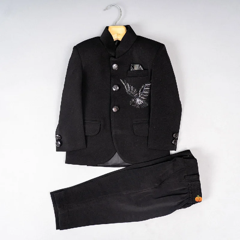 Today Only Black Eagle Embroidered Boys Jodhpuri Suit