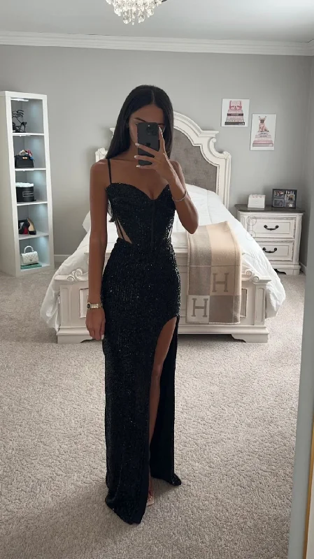 Daily Deals FITTED SEQUIN CUT OUT GOWN