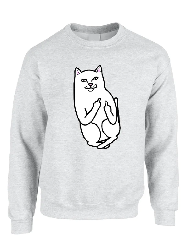 Referral Discount Adult Sweatshirt Middle Finger Cat Humor Funny Top