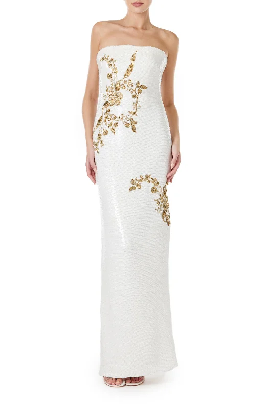Exclusive Offers Embroidered Sequin Column Gown