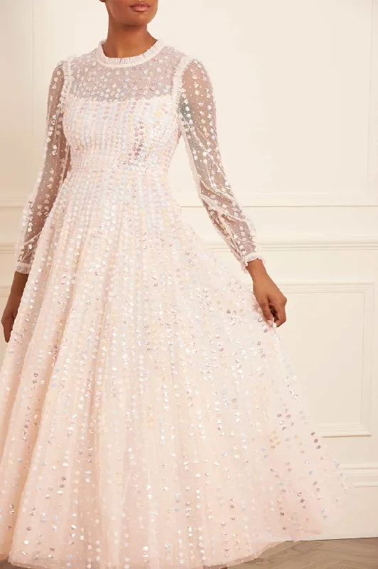 Discount Mania Raindrop Long Sleeve Ankle Gown