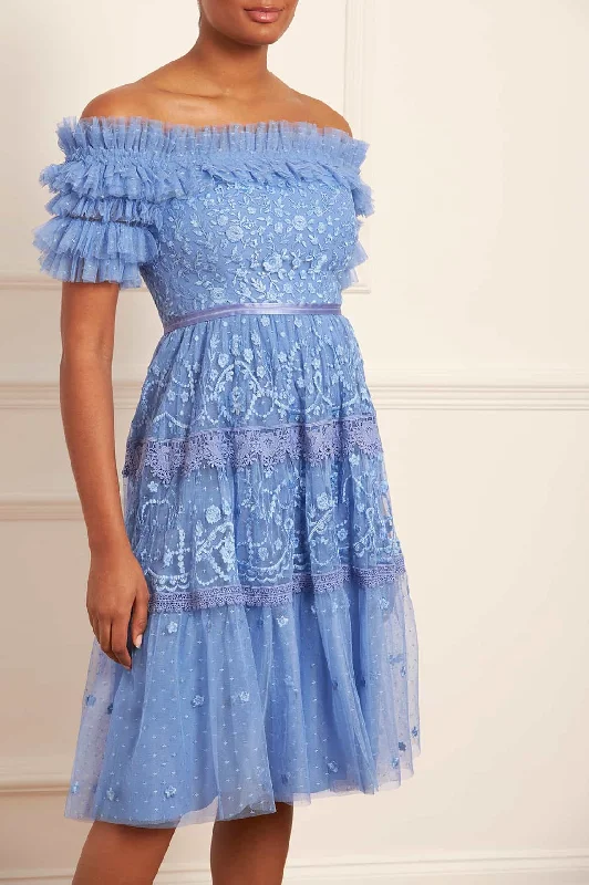 Hurry In Midsummer Lace Off-Shoulder Midi Dress