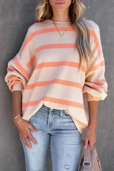 Striped Dropped Shoulder Sweatshirt