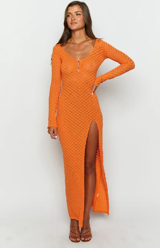 Price Smash Celine Orange Knit Maxi Dress