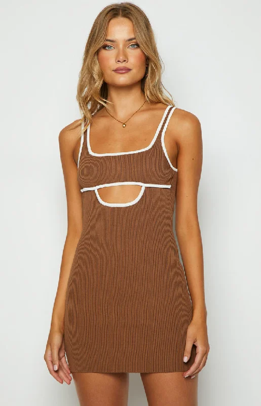 Final Markdown Clarity Brown Knit Mini dress
