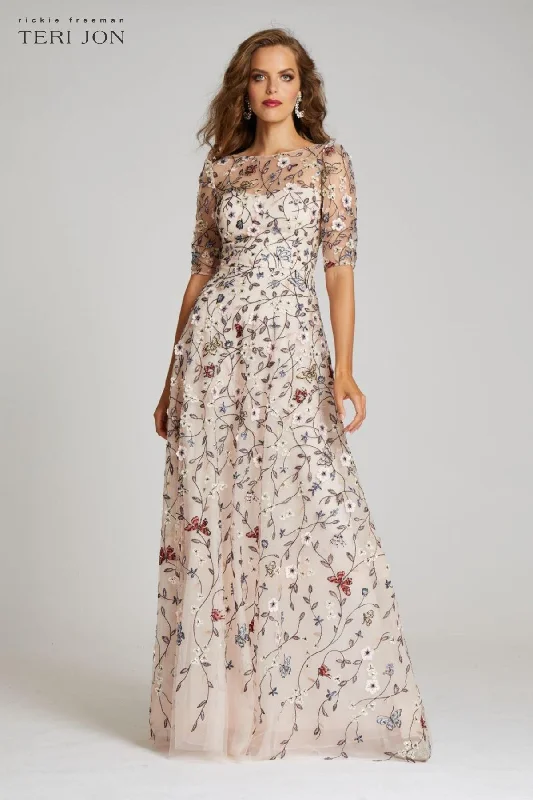 Unbeatable Prices Overlay Gown With 3D Embroidered Florals
