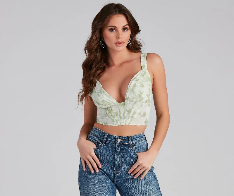 Flower Fields Satin Pleated Corset Top