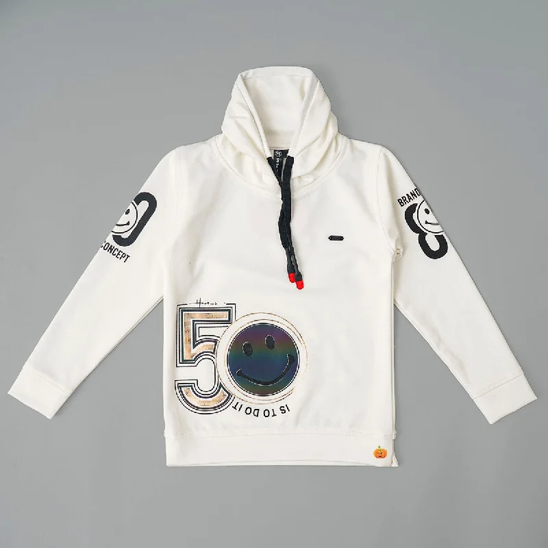 Limited Availability White High Neck T-shirt for Boys
