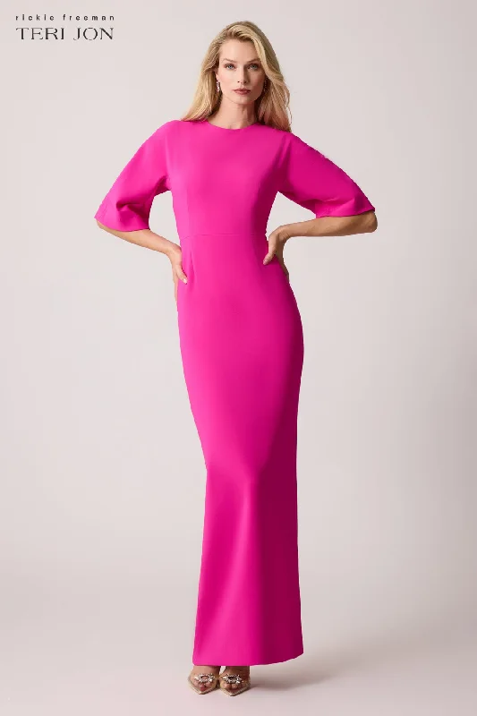 Huge Discounts Crepe Fitted Sleeve Gown