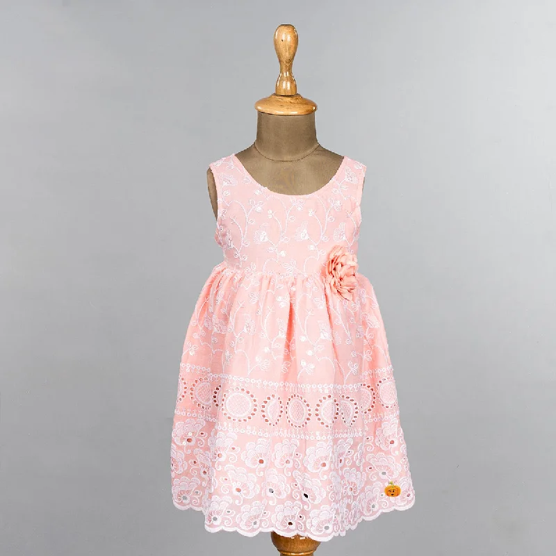 Holiday Sale Peach Cotton Frock for Girls