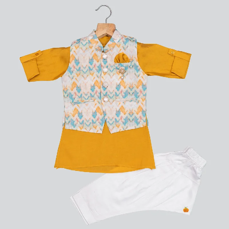 Limited Time Mustard Printed Kurta Pajama for Boys