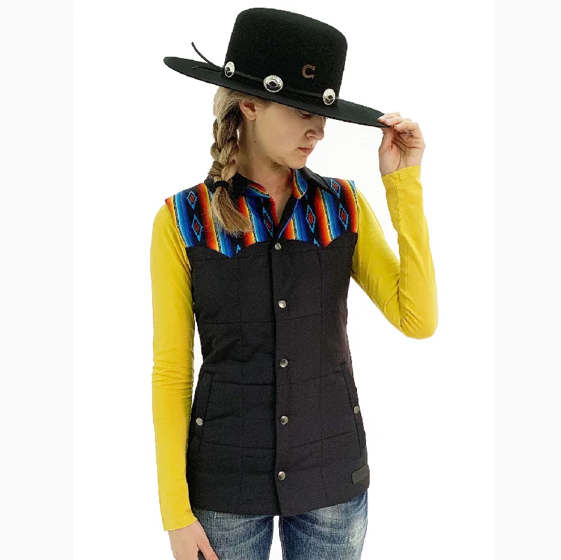 Year-End Sale Panhandle Slim Women's Black Aztec Yoke Vest