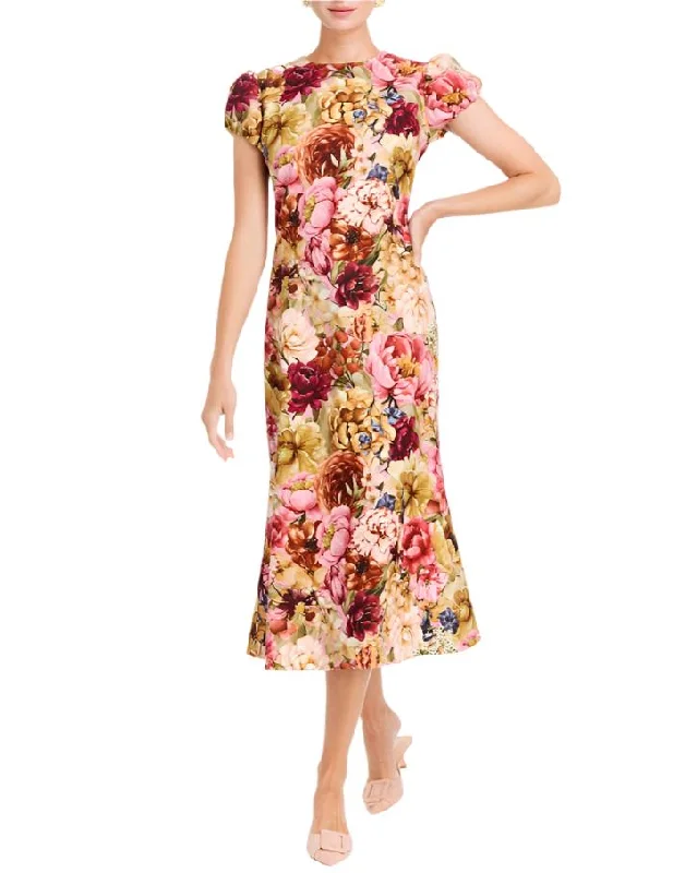 Steals and Deals Perla Midi Dress in Red/Yellow