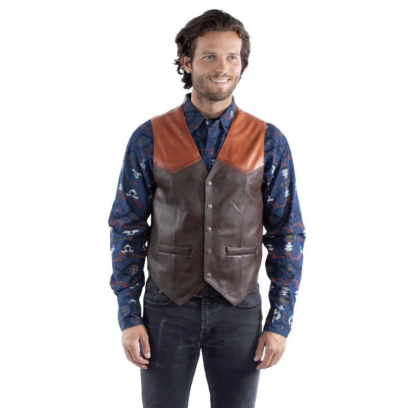 Reduced Prices Scully Men's Chocolate & Cognac Brown Western Snap Button Vest 507-269