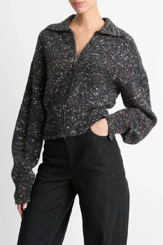 Value Deals VINCE Italian Wool-Silk Donegal Cardigan Jacket