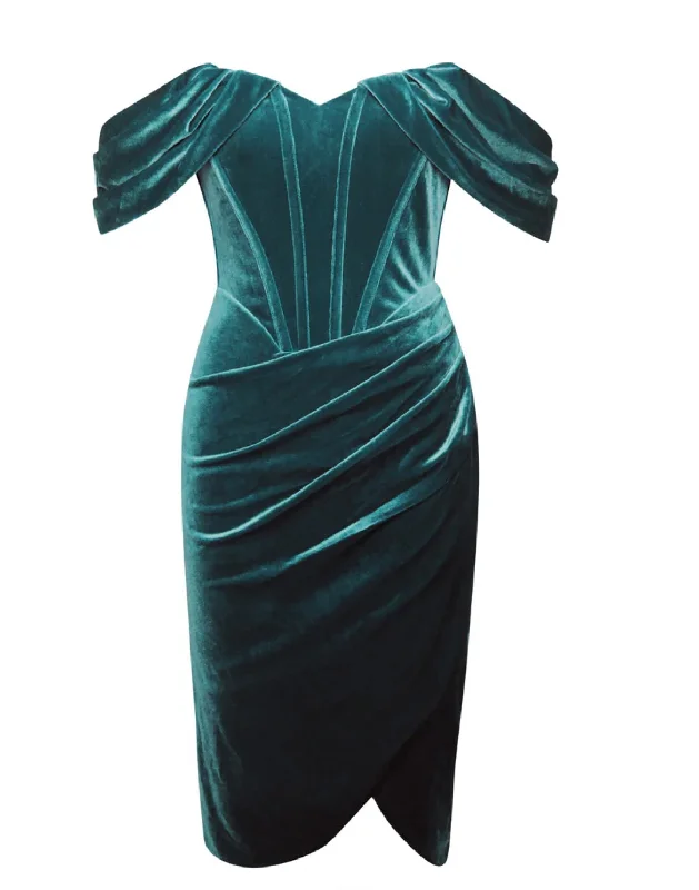 Final Markdown DRAPED SLEEVE VELVET DRESS