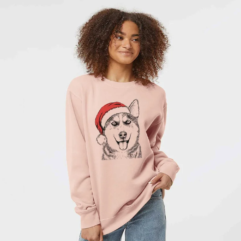 Don't Wait Santa Sesi the Siberian Husky - Unisex Pigment Dyed Crew Sweatshirt