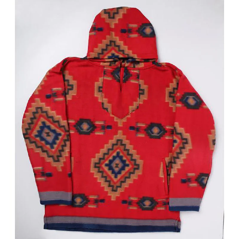 Price Reduction EL Paso Unisex Red  Aztec Fleece Pullover Hoodie