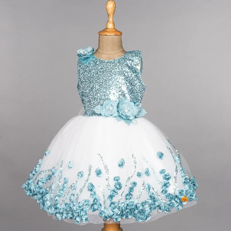 Special Savings Sea Green Sequin Frock for Girls