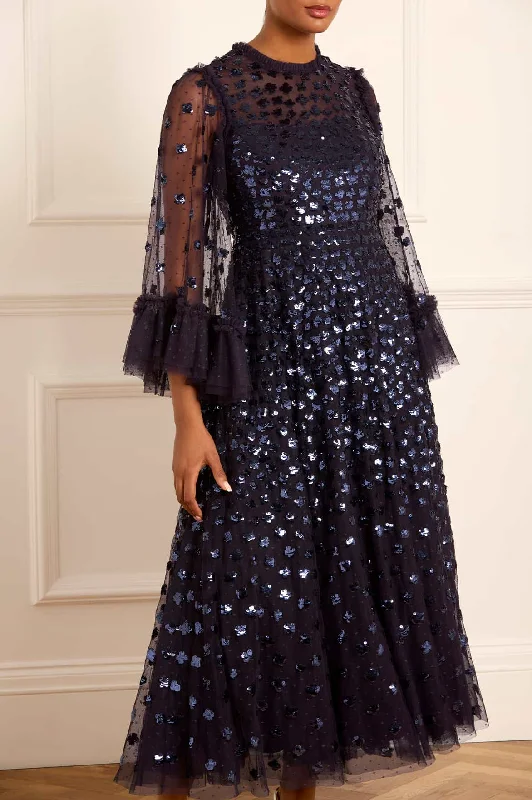 Factory Direct Sale Glisten Long Sleeve Ankle Gown