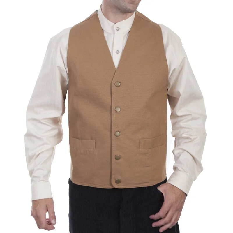 Shop and Save Scully Men's Classic Canvas Brown Western Vest RW041N-BRN