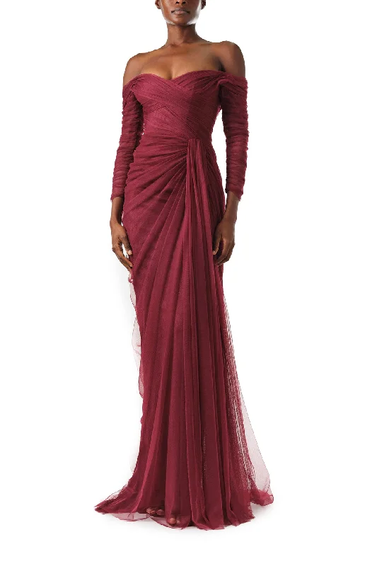 Crazy Deals Off The Shoulder Draped Tulle Gown