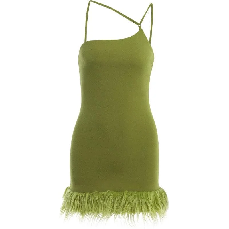 Value Deals BerryBetty - Solid irregular feather patchwork backless mini dress