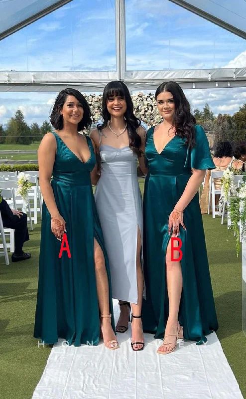 Clearance Items HB049 - Sexy Satin A-Line Empire With Side Slit Different Styles Cheap Prom Party Bridesmaid Dress Clearance Items HB049 - Sexy Satin A-Line Empire With Side Slit Different Styles Cheap Prom Party Bridesmaid Dress