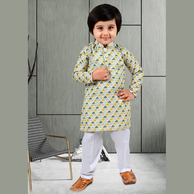 Closeout Pista Printed Kurta Pajama for Boys
